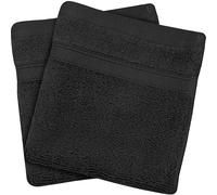 Towelogy® Luxury Flannel Face Cloth | Ultra Soft 100% Cotton Face Towels | 33x33cm (Black, 2 Pack)