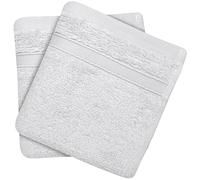 Towelogy® Luxury Flannel Face Cloth | Ultra Soft 100% Cotton Face Towels | 33x33cm (Silver, 2 Pack)