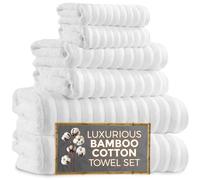 Towelogy® Luxury Towel Bale Set | Premium Blend of 60% Bamboo and 40% Cotton | 1x Bath Sheet, 1x Bath Towel, 2x Hand Towels, 2x Face Cloths | Super Soft and Quick Dry Bathroom Towels (White)