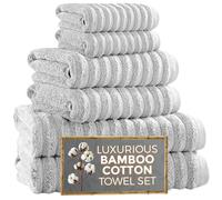 Towelogy® Luxury Towel Bale Set | Premium Blend of 60% Bamboo and 40% Cotton | 2x Bath Towels, 2x Hand Towels, 2x Face Cloths | Super Soft, Quick Dry and Skin-Friendly Bathroom Towels (SIlver)