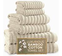 Towelogy® Luxury Towel Bale Set | Premium Blend of 60% Bamboo and 40% Cotton | 2x Bath Towels, 2x Hand Towels, 2x Face Cloths | Super Soft, Quick Dry and Skin-Friendly Bathroom Towels (Natural)