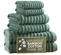 Towelogy® Luxury Towel Bale Set | Premium Blend of 60% Bamboo and 40% Cotton | 2x Bath Towels, 2x Hand Towels, 2x Face Cloths | Super Soft, Quick Dry and Skin-Friendly Bathroom Towels (Green)
