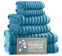 Towelogy® Luxury Towel Bale Set | Premium Blend of 60% Bamboo and 40% Cotton | 2x Bath Towels, 2x Hand Towels, 2x Face Cloths | Super Soft, Quick Dry and Skin-Friendly Bathroom Towels (Blue)