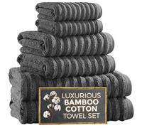Towelogy® Luxury Towel Sets with Bath Sheet | Premium Blend of 60% Bamboo and 40% Cotton | 1x Bath Sheet, 1x Bath Towel, 2x Hand Towels, 2x Face Cloths | Super Soft, Quick Dry Towel Bale Set (Grey)