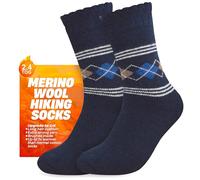 Towelogy Men’s Merino Wool Hiking Socks | Thick Thermal Boot Socks for Hiking, Trekking and Winter Activities | Cushioned Warm Walking Socks for Men UK Size 6-11 (Navy)