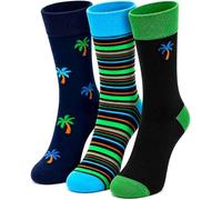 Towelogy Mens Bamboo Socks UK 6-11- Patterned Novelty Dress Socks for Men 3 Pairs | Hypoallergenic, Silky Soft & Breathable Crew Socks with Embroidered Motif (Palm Trees)