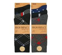 Towelogy Mens Cotton Dress Socks | Breathable, Patterned, Soft Top Socks for Men | Black, Blue, Grey Socks in Multipattern Sets | UK Size 6-11 (Style A)