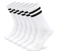 Towelogy Mens Performance Sports Socks - 6 Pack Crew Length Cushioned Gym & Training Socks - Breathable Moisture Wicking Sports Socks - UK Size 6-11 (White)