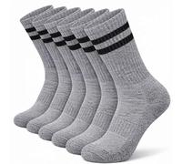 Towelogy Mens Performance Sports Socks - 6 Pack Crew Length Cushioned Gym & Training Socks - Breathable Moisture Wicking Sports Socks - UK Size 6-11 (Grey)