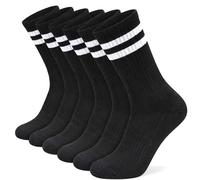 Towelogy Mens Performance Sports Socks - 6 Pack Crew Length Cushioned Gym & Training Socks - Breathable Moisture Wicking Sports Socks - UK Size 6-11 (Black)