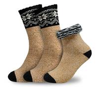 Towelogy Mens Thick Merino Wool Socks 1 Pair | 2.4 TOG Fluffy Warm Thermal Winter Boot Socks | Argyle Knit Design, One Size Fits UK 6-11