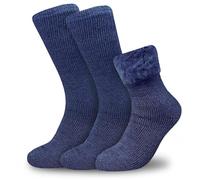 Towelogy Mens Ultra Thick Fluffy Winter Socks - 2.4 TOG Thick Non Elastic Thermal Socks for Men - Perfect For Wearing To Bed, Around the House and Outdoor (Navy)