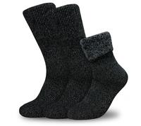 Towelogy Mens Ultra Thick Fluffy Winter Socks - 2.4 TOG Thick Non Elastic Thermal Socks for Men - Perfect For Wearing To Bed, Around the House and Outdoor (Black)