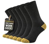 Towelogy Men's Work Socks Fully Cushioned Terry Footbed with Reinforced Heel and Toe Cotton Rich Breathable Mens Heavy Duty Work Socks with a Seamless Toe | Size 6-11 (6, Black)