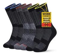 Towelogy Mens Work Socks Heavy Duty Cotton Rich Construction Padded Long Socks for Steel Toe Boots UK Size 6-11 (2, Black/Grey)