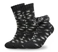 Towelogy Merino Wool Thermal Socks for Women, 1 Pair Thick Soft Fluffy Cozy Bed Socks, Warm Heated Feel Winter Lounge Crew Socks UK 4-8 (1, Black)