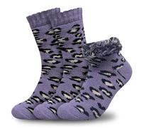 Towelogy Merino Wool Thermal Socks for Women, 1 Pair Thick Soft Fluffy Cozy Bed Socks, Warm Heated Feel Winter Lounge Crew Socks UK 4-8 (1, Purple)