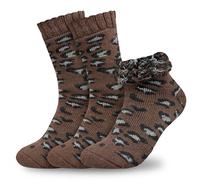 Towelogy Merino Wool Thermal Socks for Women, 1 Pair Thick Soft Fluffy Cozy Bed Socks, Warm Heated Feel Winter Lounge Crew Socks UK 4-8 (1, Brown)