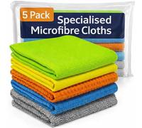 Towelogy Microfiber Cloths Pack of 5 Multipack - Window & Glass Cleaning Cloth, Lint Free, Reusable, Washable Microfibre Cleaning Cloths for Home, Kitchen & Bathroom 30x30cm (5)
