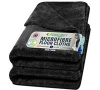 Towelogy® Microfibre Floor Cloths Heavy Duty | Extra Large, Super Absorbent Floor Cleaning Cloths | Mop Pads Replacement for Dry Cleaning, Wet Cleaning and Flap Mop Use | 60x40cm (2, Black)