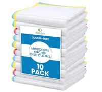 Towelogy® Odour Resistant Dish Cloths for Washing Up 2x Longer Lasting Microfibre Kitchen Dishcloths Heavy Duty Hygienic Colour Coded Dish Cloths 10 Pack - Machine Washable