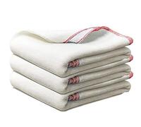 Towelogy® Pack Of 3 White Cotton Dish Cloths Extra Large HEAVY DUTY Biodegradable Commercial Grade Dishcloths Kitchen Cleaning Tea Towels Washcloths 38x45cm (White/Red Coded, Pack Of 3)