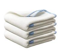 Towelogy® Pack Of 50 White Cotton Dish Cloths Extra Large HEAVY DUTY Biodegradable Commercial Grade Dishcloths Kitchen Cleaning Tea Towels Washcloths 38x45cm (White/Blue Coded)