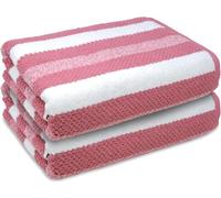Towelogy® Patterned Extra Large Bath Towels - 100% Cotton, Ultra Soft, Quick Dry Bath Towel Set - Premium Stripe Bath Sheets for Luxurious Comfort and Style - Bath Sheets Set of 2 (Pink)