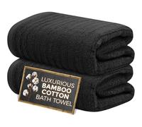 Towelogy Premium Bath Towels for Bathroom Set of 2 (70x120 cm), Super Soft Bamboo Cotton Blend Bathroom Towels (2, Noir)