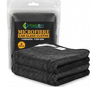 Towelogy® Premium Car Glass Cleaning Cloth - 2x Large Streak-Free Microfibre Cleaning Cloths for Windows, Screens, and Car Glass (Large)