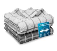 Towelogy Premium Cotton Kitchen Towels 65x45cm - Large Super Absorbent Terry Tea Towels for Drying & Cleaning, Soft Kitchen Hand Towels (2, Grey/White Check)