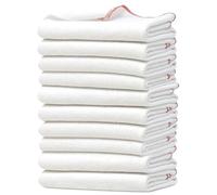 Towelogy Premium Extra Large Dish Cloths Pack of 10 - Cotton 38 x 45cm Odour Free & Super Absorbent Kitchen Dish Towels (White/Red Edges, 10)