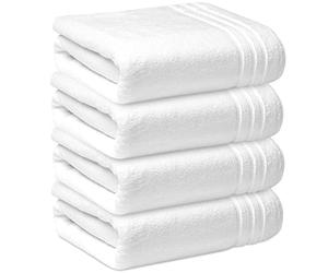 Towelogy® Premium Jumbo Bath Sheets 100x170cm | 100% Egyptian Cotton Super Absorbent Shower Bathroom Towels Commercial Grade Quality (Pearl White, 4)