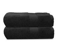 Towelogy® Premium Large Hand Towels Set 100% Combed Ring Spun Cotton Quick Dry & Super Absorbent Hotel Quality Multipurpose for Bathroom Spa Gym & Travel Size 50x85cm (Black Noir, Pack Of 2)
