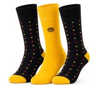 Towelogy Premium Mens Bamboo Dress Socks 3 Pack | Breathable & Anti Odour | Moisture Wicking | Elegant Patterned Suit Socks for Men | UK Size 7-11 (Yellow Polka Dots)