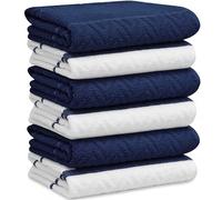 Towelogy Premium Tea Towels for Kitchen 100% Cotton - 3 Pack 40x70 cm Absorbent & Durable Large Dish Towels Multipurpose Use (6, Navy White Chevron)