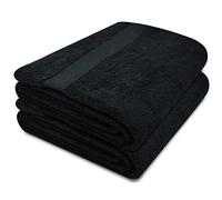 Towelogy® Quick Dry Large Bath Towels Set Egyptian Cotton Ring Spun Premium Hotel Quality Super Absorbent Bathroom Towel 70x125cm (Black Noir, 2)