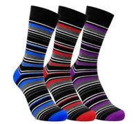 Towelogy Spootless Mens Striped Socks Thin & Breathable Socks Formal Smart Dress Socks Colourful Crew Socks with Coloured Heel and Toes for Daily Summer Wear UK Size 6-11 (Set 2)