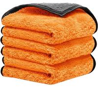 Towelogy® Thick Car Cleaning Cloths 40x40cm Microfibre Polishing Cleaning Towels Super Absorbent 3 Pack Professional Car Cloths for Waxing, Buffing Detailing (Orange/Grey)