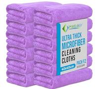 Towelogy® Ultra Thick Microfibre Cloths 500GSM Super Absorbent Large Microfibre Cleaning Cloths for Kitchen, Mirrors, Glass, Bathroom and Household 40x40cm (12, Purple)
