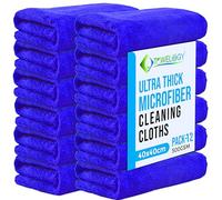 Towelogy® Ultra Thick Microfibre Cloths 500GSM Super Absorbent Large Microfibre Cleaning Cloths for Kitchen, Mirrors, Glass, Bathroom and Household 40x40cm (12, Blue)