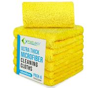 Towelogy® Ultra Thick Microfibre Cloths 500GSM Super Absorbent Large Microfibre Cleaning Cloths for Kitchen, Mirrors, Glass, Bathroom and Household 40x40cm (6, Yellow)