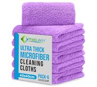 Towelogy® Ultra Thick Microfibre Cloths 500GSM Super Absorbent Large Microfibre Cleaning Cloths for Kitchen, Mirrors, Glass, Bathroom and Household 40x40cm (6, Purple)