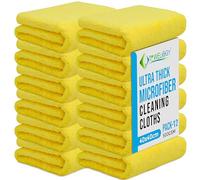 Towelogy® Ultra Thick Microfibre Cloths 500GSM Super Absorbent Large Microfibre Cleaning Cloths for Kitchen, Mirrors, Glass, Bathroom and Household 40x40cm (12. Yellow)