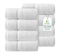 Towelogy White Cotton Face Cloths 30×30 cm - 4 Pack Soft, Absorbent Commercial Towels for Bathroom, Spa, Salon & Hotel (8, White)