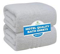 Towelogy White Jumbo Bath Sheet 2 Pack - 100% Cotton Quick-Dry and Absorbent Extra Large Bath Towels 100x150cm