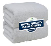Towelogy White Jumbo Bath Sheet 2 Pack - 100% Cotton Quick-Dry and Absorbent Extra Large Bath Towels 100x170cm