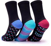 Towelogy Womens Bamboo Crew Socks 3 Pairs, Patterned Ladies Bamboo Socks Soft Breathable Everyday Socks Size 4-7 (Set 2)