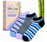 Towelogy Womens Bamboo Trainer Socks 3 Pairs, Ladies Bamboo Ankle Socks Soft Breathable No Show Socks for Trainers Size 4-7 (Purple)