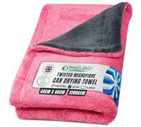 Towelogy® X03 Twisted Loop Car Drying Towel Extra Large Super Absorbent 1200gsm Microfibre Drying Cloth 40x60cm (Fuchsia/Grey)